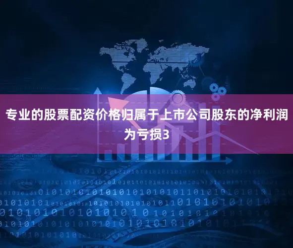 专业的股票配资价格归属于上市公司股东的净利润为亏损3